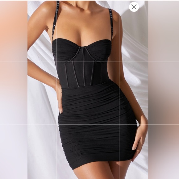 Oh Polly - Mesh Bodycon Corset Mini Dress in Black - US 8- (worn once) - Picture 1 of 4